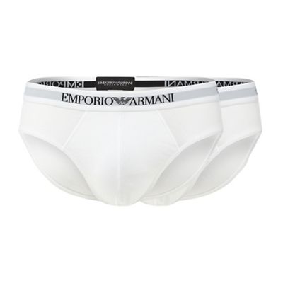 Emporio Armani Pack of two white cotton trunks